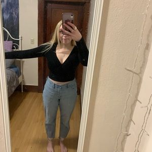 Black v neck brandy Melville long sleeve